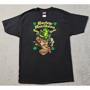 Harley Davidson Seminole Harley Sanford FL Leprechaun Black T‎ Shirt Size Large